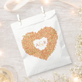 Orangefarbene Herz-Tulpe-Monogramm-Hochzeit Geschenktütchen