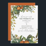 Orangefarbene Hochzeit Save The Date<br><div class="desc">Orangefarbene Zitrusfrüchte Blumen und Blattwerk Hochzeit speichern Sie die Datumskarte. Schöne handgedruckte Aquarellfarben mit floralen Aquarellen und moderner Schriftzeichen. Moderne Rostfarbe auf Trend.</div>