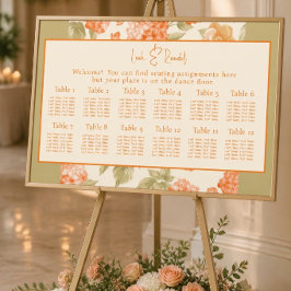 Orangefarbene Hochzeitstabelle Poster