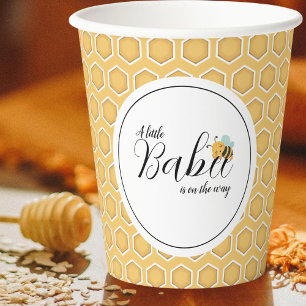 Orangefarbene Honeycomb Muster Babydusche Papiertü Pappbecher