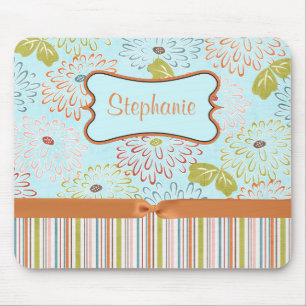 Orangefarbene, individuell anpassbare Monogramm-Ma Mousepad