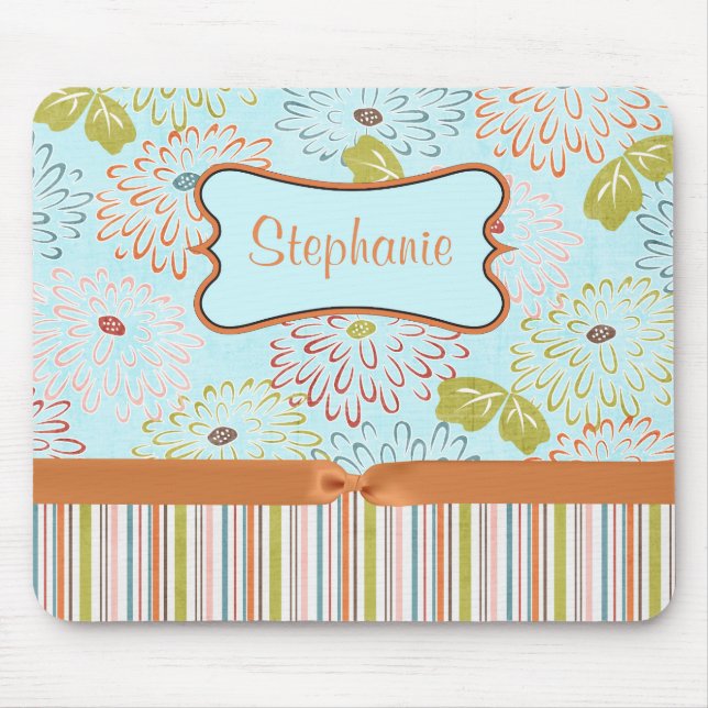 Orangefarbene, individuell anpassbare Monogramm-Ma Mousepad (Vorne)