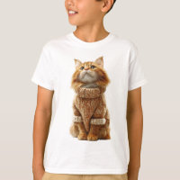 Orangefarbene Ingwer Fluffkatze in gestricktem Pul