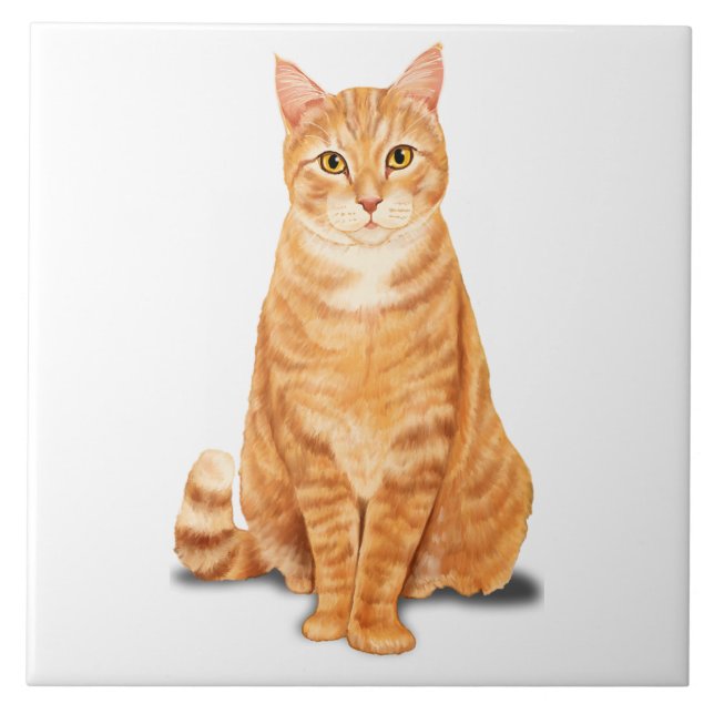 Orangefarbene Ingwer-Tabby-Tigerkatze individuell Fliese (Vorderseite)