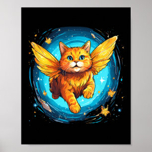 Orangefarbene Ingwerkatze mit Schmetterlingsflügel Poster