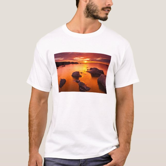 Orangefarbene Jahreszeit, Sonnenuntergang, Kalifor T-Shirt (Vorderseite)