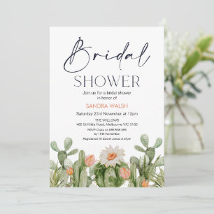 Orangefarbene Kaktus Bridal Dusche Einladung