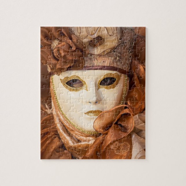 Orangefarbene Karnevalskostüme, Venedig Puzzle (Vertikal)