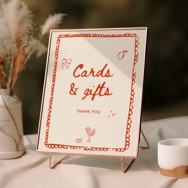 Orangefarbene Karten und Geschenke im italienische Poster (Von Creator hochgeladen)