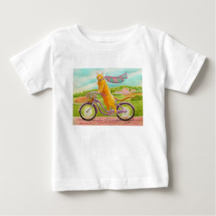 Orangefarbene Katze auf einem Lila Fahrrad Baby T-shirt