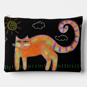 Orangefarbene Katze mit Abstrakter Kunst der Sonne Zubehörtasche