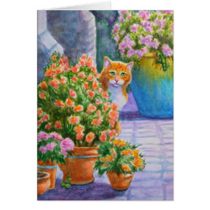 Orangefarbene Katze mit Blume Pocken