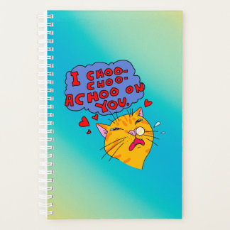 Orangefarbene Katze mit lustigem Text Planer