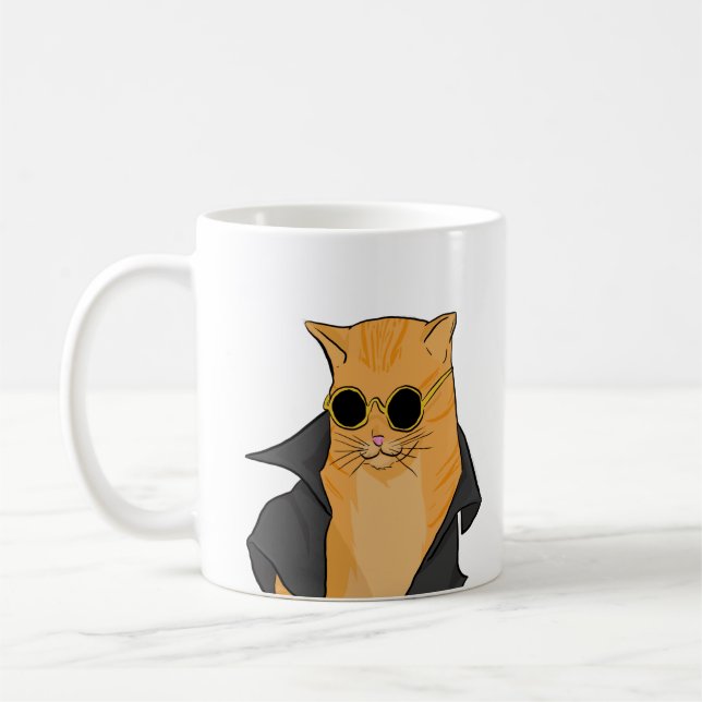 Orangefarbene Katze mit Sonnenbrille Tasse (Links)