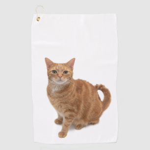 Orangefarbene Katze Stehend Golfhandtuch