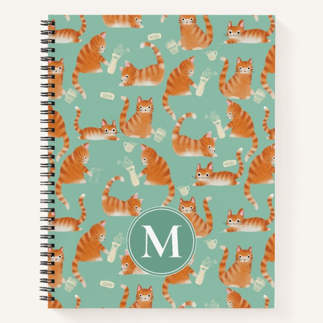 Orangefarbene Katzen, die sich über die Orange Tab Notizbuch (Vorderseite)