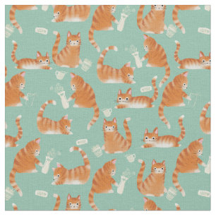 Orangefarbene Katzen, die sich über die Orange Tab Stoff