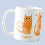 Orangefarbene Katzen Personalisiert Kaffeetasse<br><div class="desc">Funny kleine Aquarellorange Ingwerkatzen. Originelle Kunst von Nic Squirrell. Ideal für Tierfreunde. Ändern Sie den Namen,  um ihn zu personalisieren.</div>