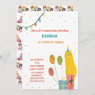 orangefarbene Katzen zum Geburtstag Einladung