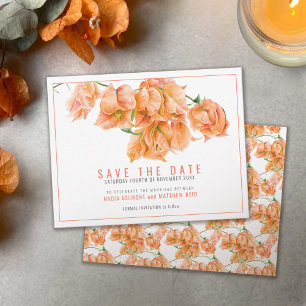 Orangefarbene Korallenbougainvillea Hochzeit Save The Date