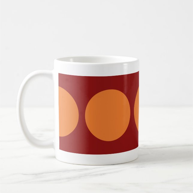 Orangefarbene Kreise Tasse (Links)
