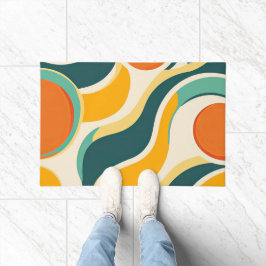 Orangefarbene Kreise und Farbstreifen Fußmatte