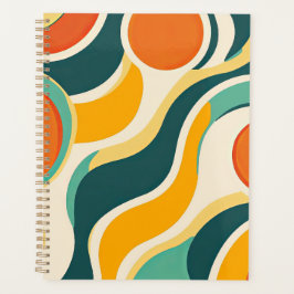 Orangefarbene Kreise und Farbstreifen Planer