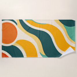 Orangefarbene Kreise und Farbstreifen Strandtuch