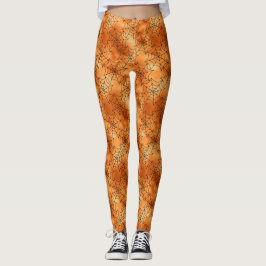 Orangefarbene Kupfer-Leggings mit schwarzen Kobele Leggings