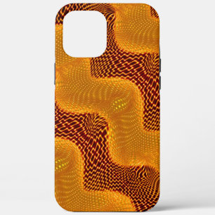 Orangefarbene Kurve und goldene Punkte auf braunem Case-Mate iPhone Hülle