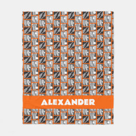 Orangefarbene Lacrosse Blöcke Fleecedecke