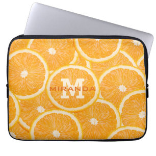 Orangefarbene Laptop-Ärmel für Monogramm Laptopschutzhülle