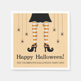 Orangefarbene Legen und Spinnen glücklich Hallowee Serviette