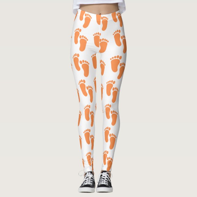Orangefarbene Leggings für Niedliche und Minimalis (Vorderseite)