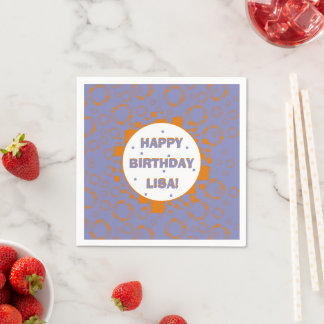 Orangefarbene lila Kreisquadrate Serviette