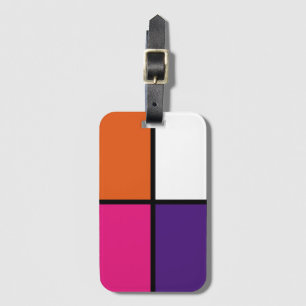 Orangefarbene, Lila und Hot-Pink-Quadrate Gepäckanhänger