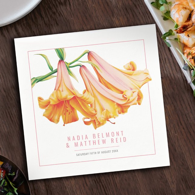 Orangefarbene Lilienhochzeit Blume Serviette (Von Creator hochgeladen)