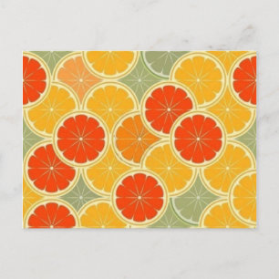 Orangefarbene Lime Grapefruit Citrus Pattern Postkarte
