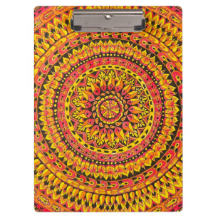 Orangefarbene Mandala Originalkunst Klemmbrett