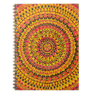 Orangefarbene Mandala Originalkunst  Notizblock
