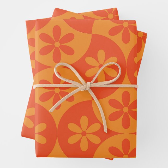 Orangefarbene Mandarine Blume auf der Skala des Mi Geschenkpapier Set (Beispiel)