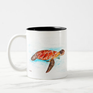 Orangefarbene Meeresschildkröte Zweifarbige Tasse