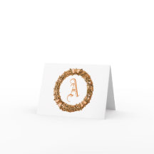 Orangefarbene Mit Monogramm Mitteilungskarten