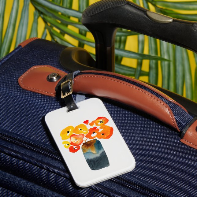 Orangefarbene Mohn-Blume Gepäckanhänger (Vorderseite Insitu 1)