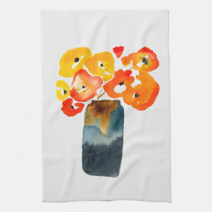 Orangefarbene Mohn-Blume Geschirrtuch