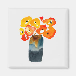 Orangefarbene Mohn-Blume Magnet