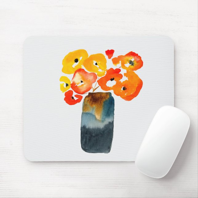 Orangefarbene Mohn-Blume Mousepad (Mit Mouse)