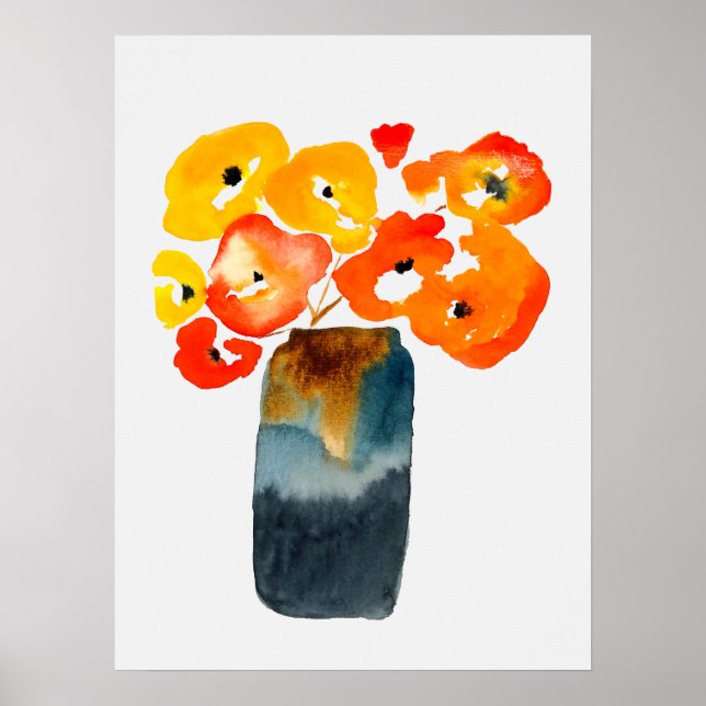 Orangefarbene Mohn-Blume Poster (Vorne)