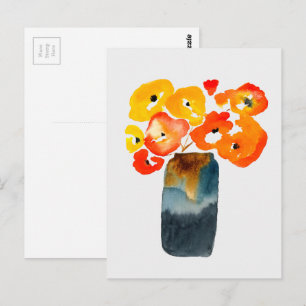 Orangefarbene Mohn-Blume Postkarte
