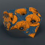 Orangefarbene Mohn in dunkelblau Krawatte<br><div class="desc">Vektormuster aus handgezeichnet Mohn.</div>